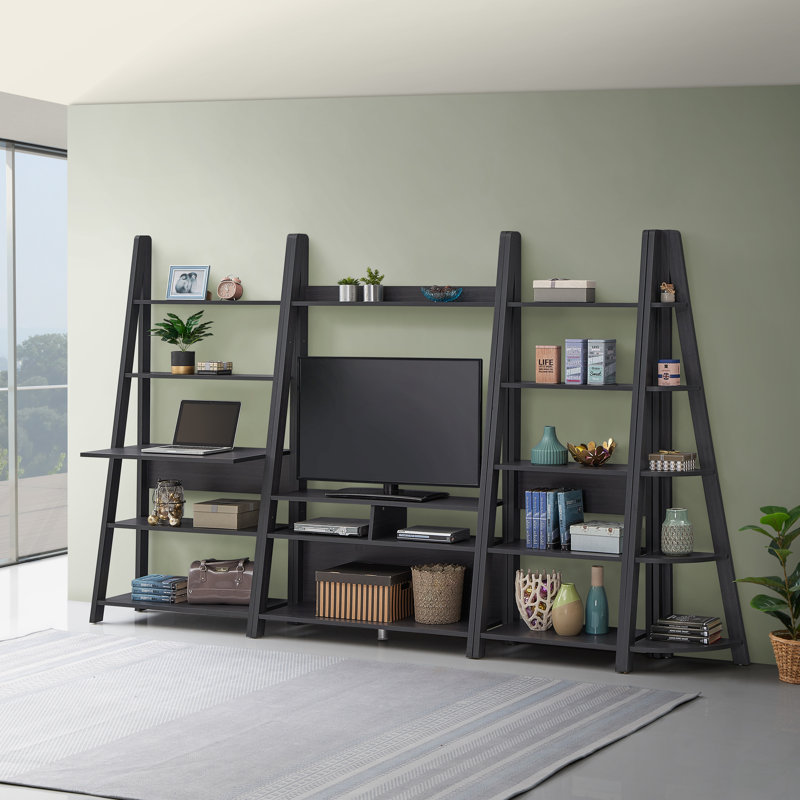 TIVA LADDER BOOKCASE, Black, 84.2 cm x 17.5.4 cm x 36.7 cm