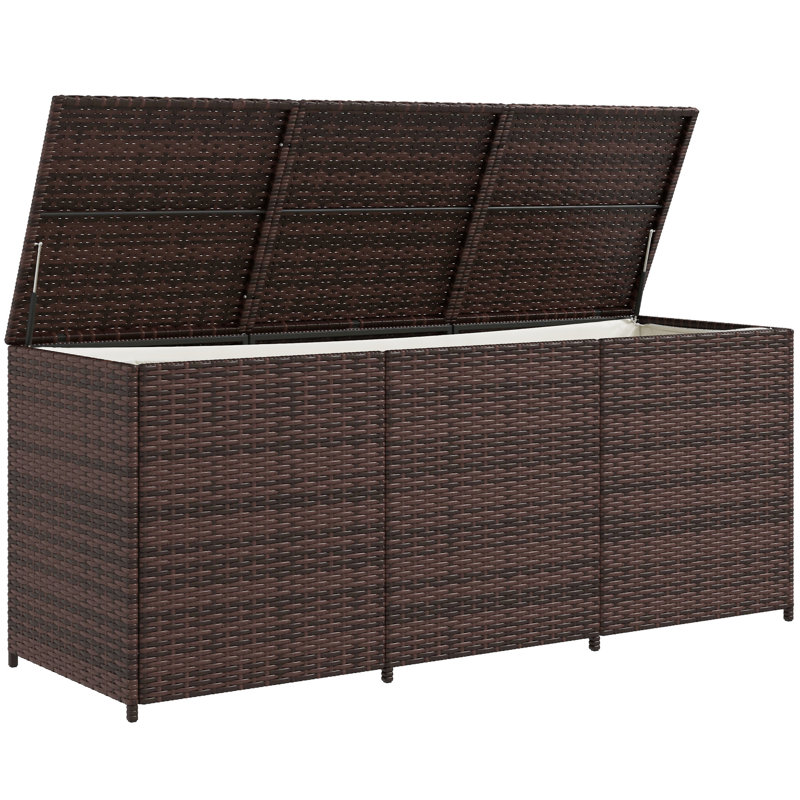 Boîte de rangement d'extérieur de 175 gallons avec doublure intérieure Outsunny, Brun