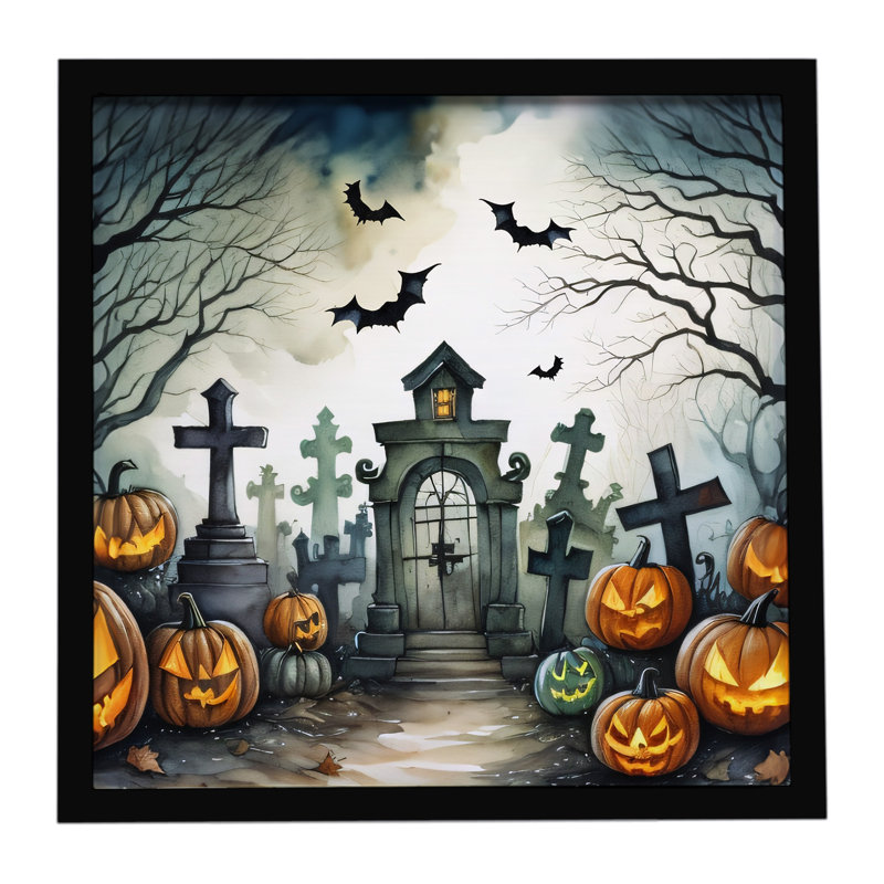 «Graveyard Spooky Halloween», reproduction d'art encadrée