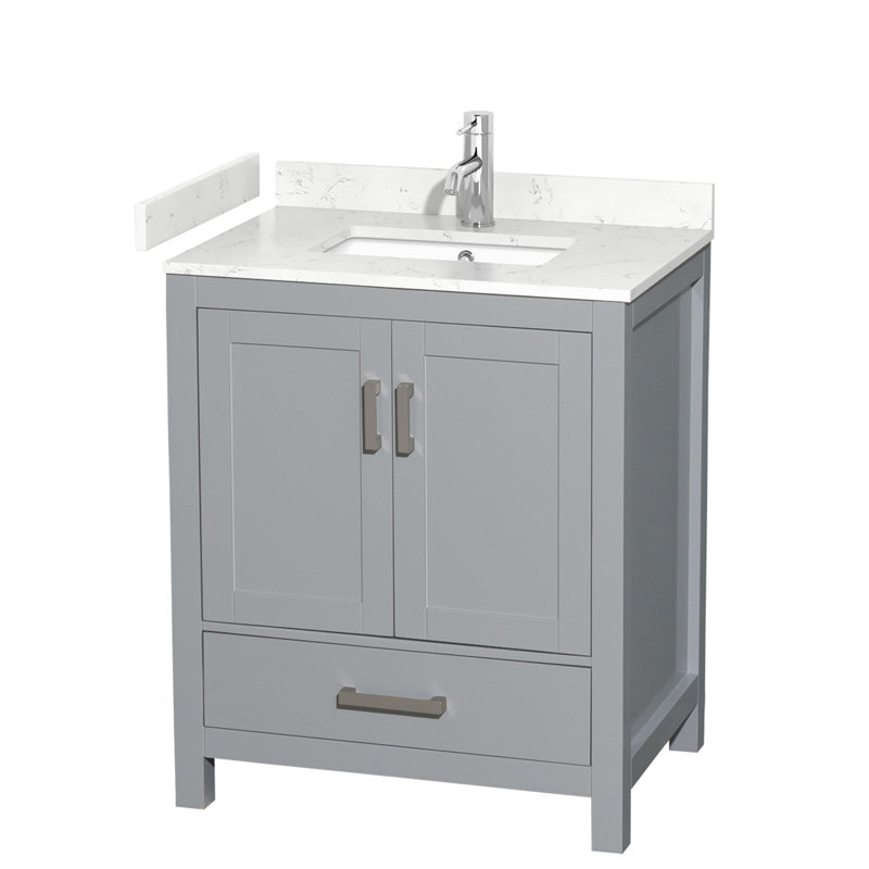 Sheffield 30" No Mirror Bathroom Vanity Set, Gray, Carrara Cultured Marble, 30"