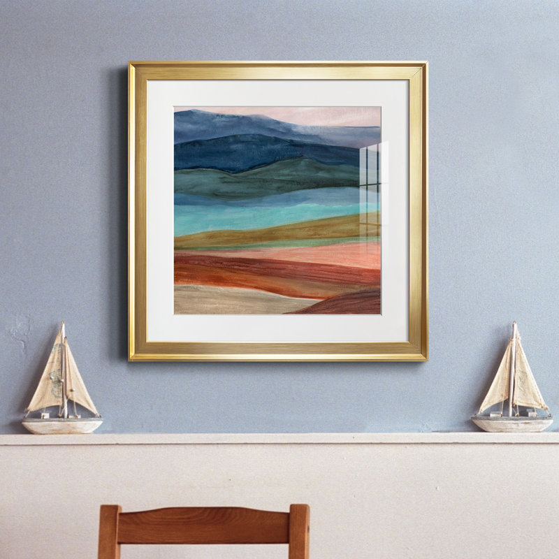 Desert Desert Layers - Peinture encadrée, H 17,5 po x l 17,5 po x P 1,5 po, Toile encadrée dorée