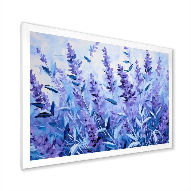 Lavande, sérénité 2, art floral herbes murales, H 24 po x l 32 po x P 1 po, Cadre d'angle fermé blanc
