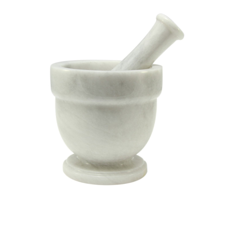 Ensemble de mortier et pilon Asclepius Designs par Marble Crafters, Blanc, H 4 po x l 4 po x P 4 po