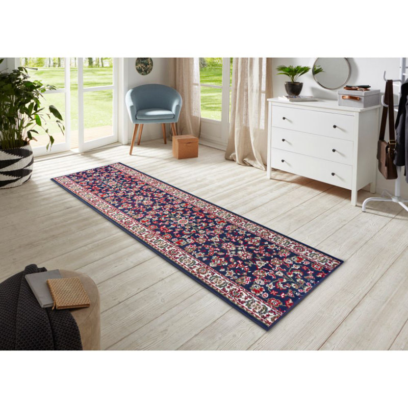 Flatweave Navy Rug, Runner 80 x 450cm
