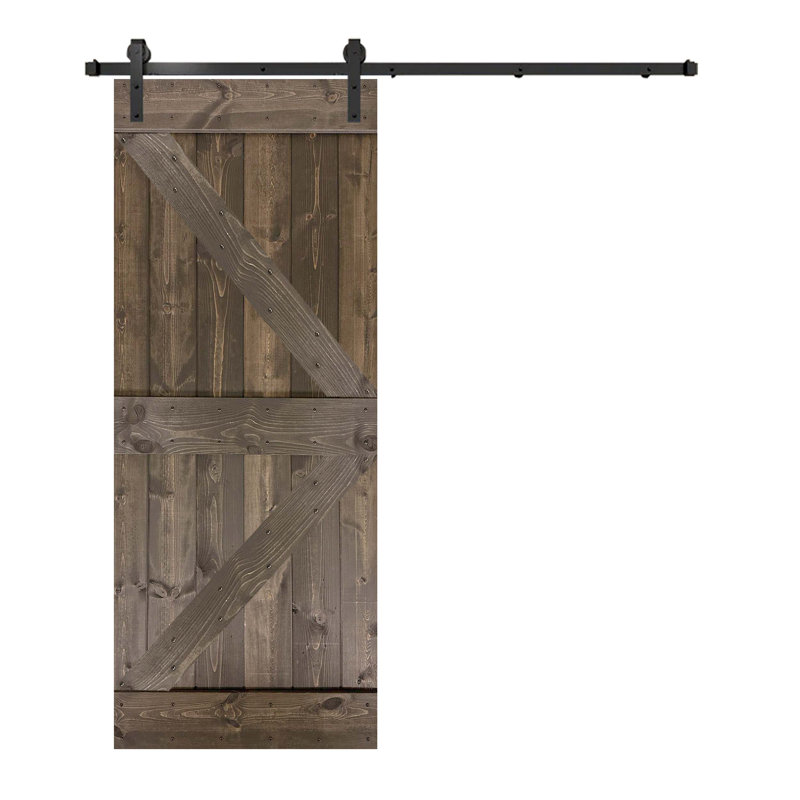 84'' Solid Wood Barn Doors without Installation Hardware Kit Barn Door, Aged Barrel, 20” x 84"