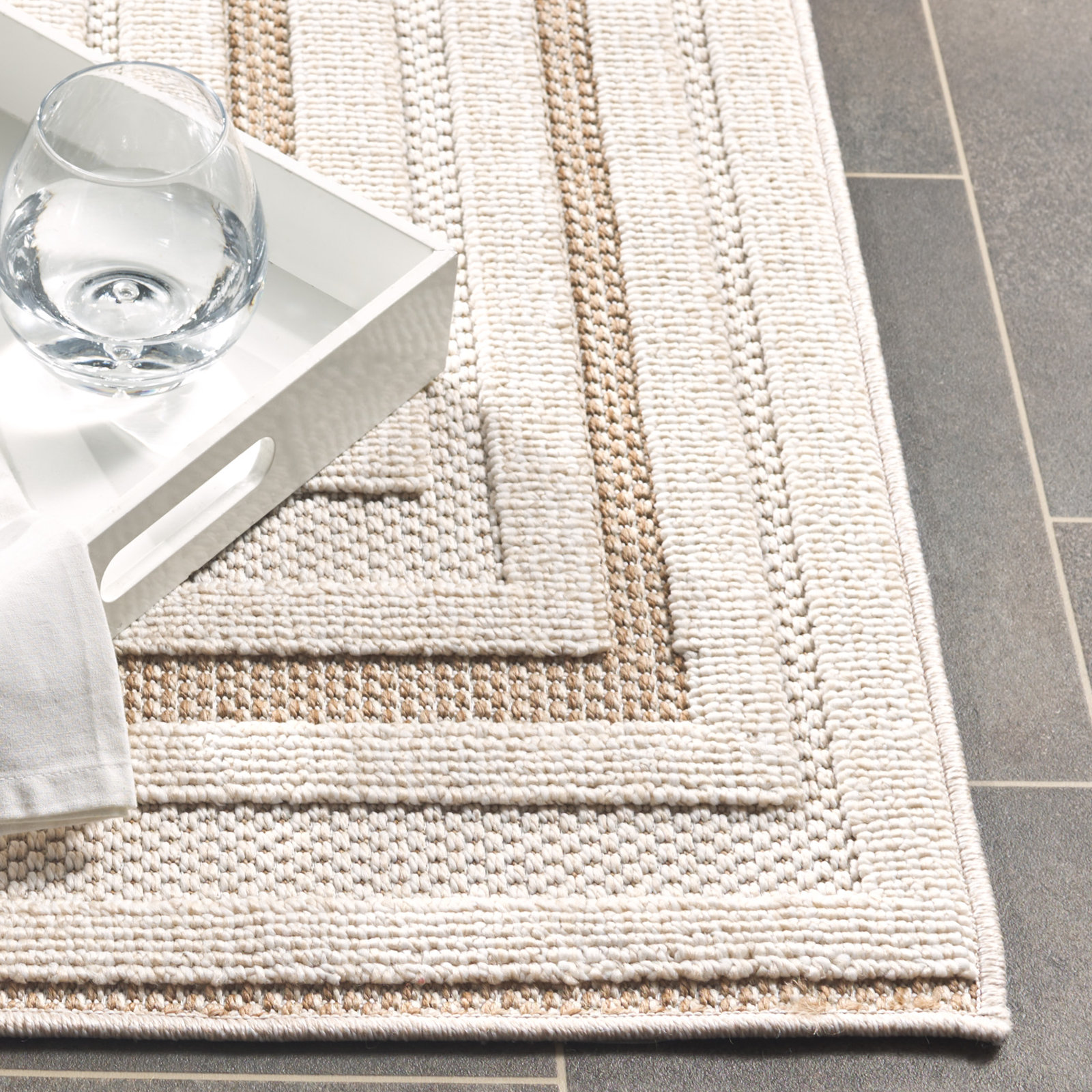 Roslyn Geometric Performance Rug, Square 6'7"