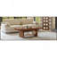 Table basse de 47,2 po en forme d'éventail avec tablette de rangement inférieure, finition grain de bois de noyer, table de salon moderne de style Mid-Century, mobilier d'appoint de style maison de campagne pour grands espaces, assemblage facile