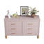 Commode double 6 tiroirs en blanc, rangement moderne Alesia avec poignées en métal et pieds en bois massif, organisateur en bois robuste pour enfants et adultes-128515041