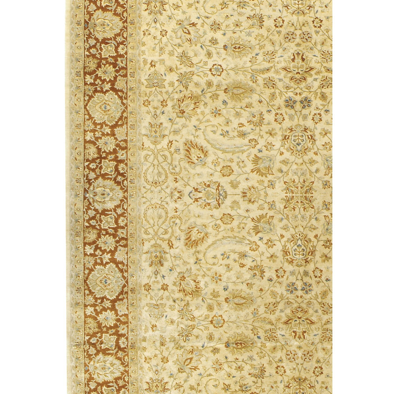 Tapis oriental rectangulaire en laine noué à la main de couleur rouille / crème, Rectangle 8 pi x 10 pi