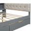 Lit plateforme en bois avec tablettes de rangement, tiroirs, station de charge et tête de lit tapissier-166067844-166067849