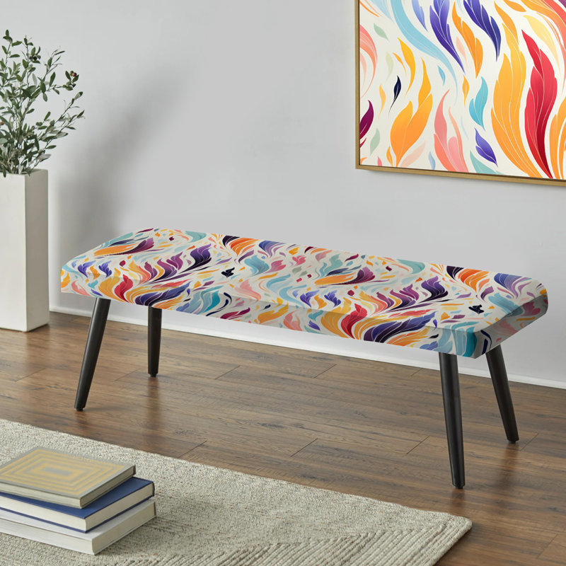 Ikat Whimsical Dreams - Banc noir rembourré ikat mauve et bleu