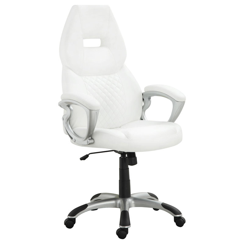 Fauteuil de direction en cuir véritable Robichaud, Blanc