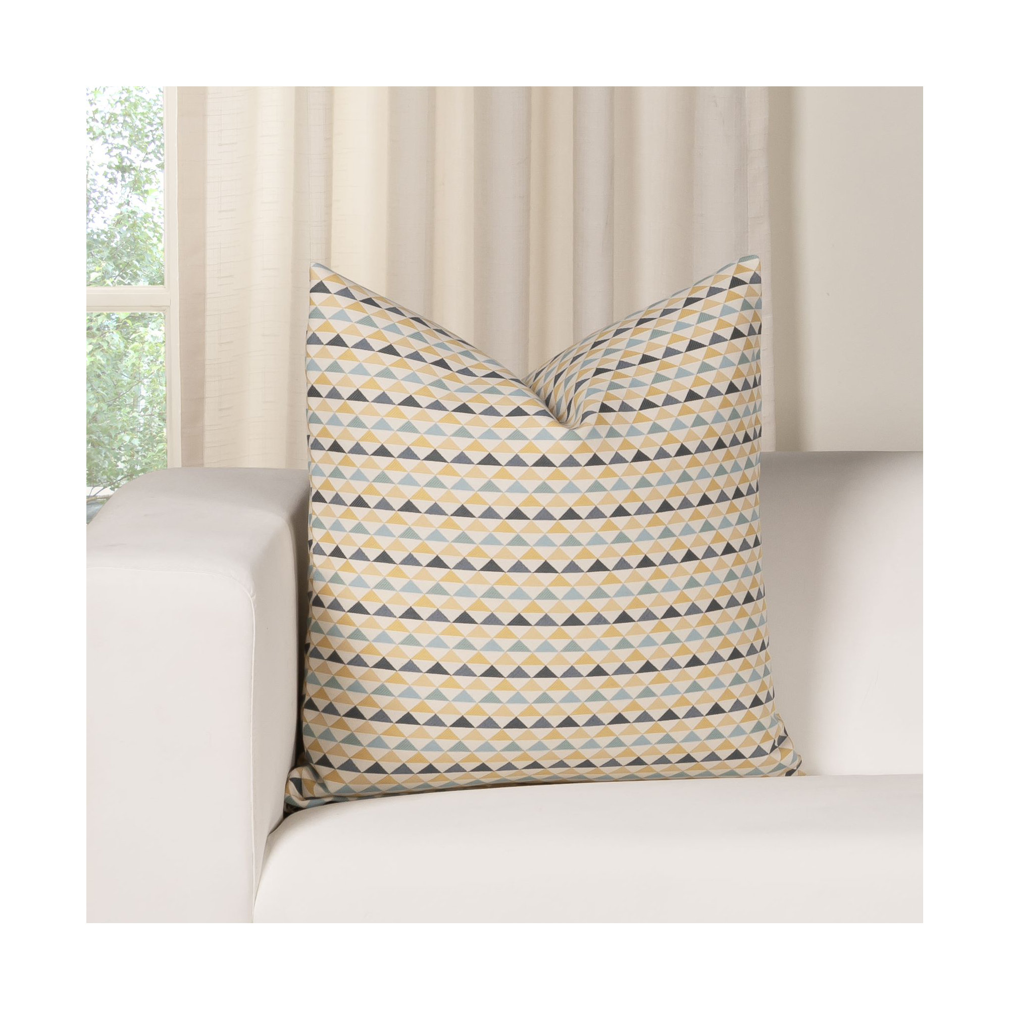Mauna Geometric Indoor/Outdoor Throw Pillow, Square 26", Yellow