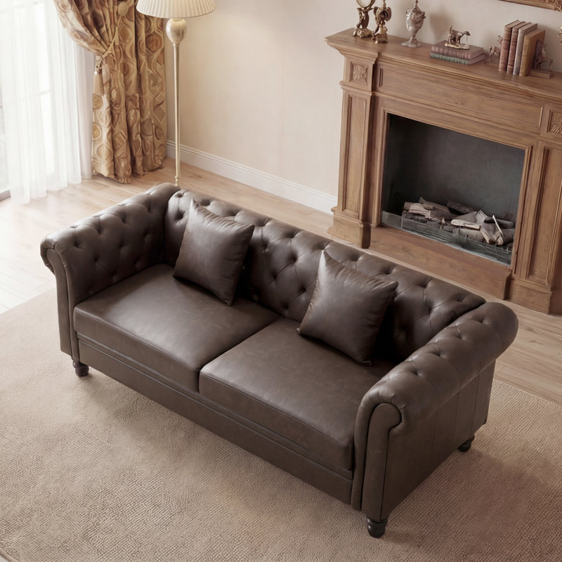 Canapé Chesterfield de 83,1 po Fynlie, Cacao