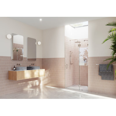 Halo 37.25 in. x 78 in. Frameless Glass Hinge Shower Door
