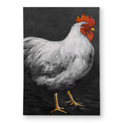 Grey Rooster 2 - Rustic Farm Animals Outdoor Area Rug