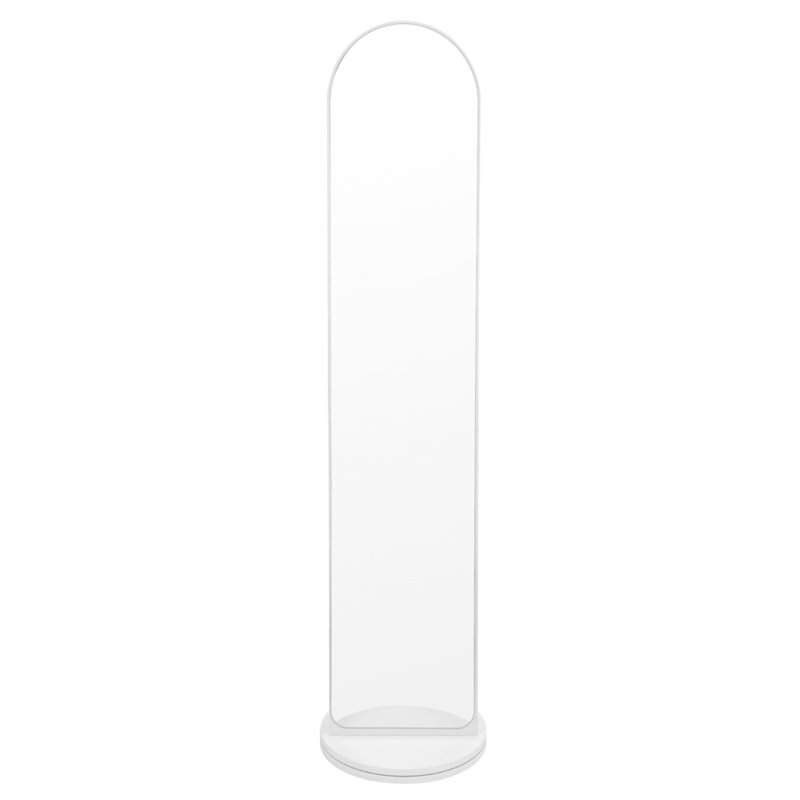 Arch Floor Mirror with Shelves, White