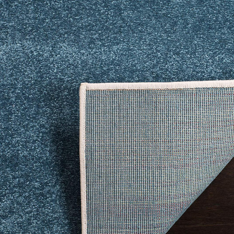 Tapis bleu paon / fuchsia à motif abstrait Menelaus, Rectangle 6 pi 7 po x 9 pi