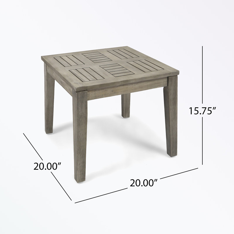 Table de bout en bois avec quatre pieds robustes, Gris