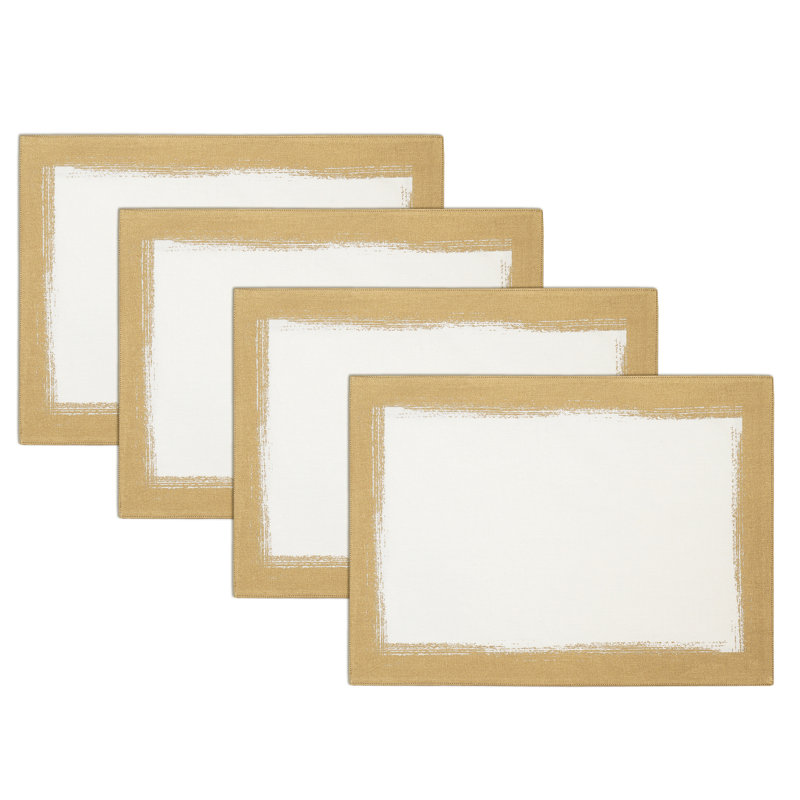 Metallic Brushstroke Linen Placemat, Ivory
