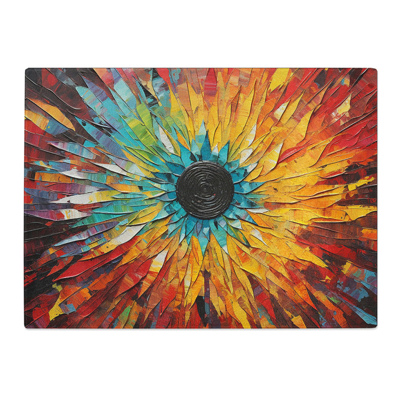 Mandala Flower Abstract  Glass Chopping Board