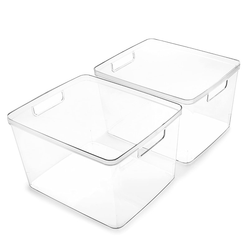Large Plastic Trash Can - 2 Pack With Built-In Handle