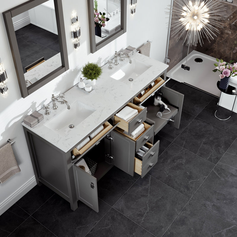 Odilion 60" Double Bathroom Vanity Set, Gray