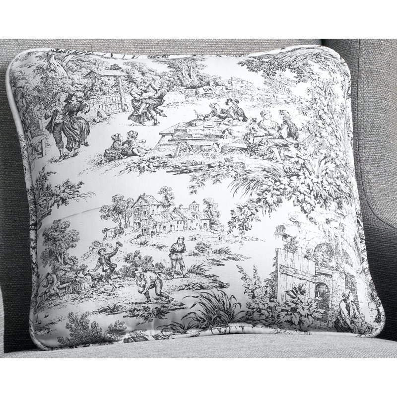 Victoria Park Square Cotton Pillow Cover & Insert, Black