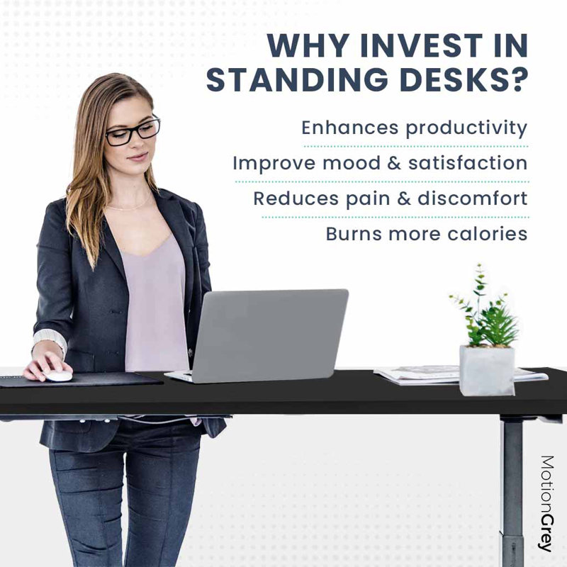 Height Adjustable Electric Dual Motor Standing Desk - Black Frame, Black
