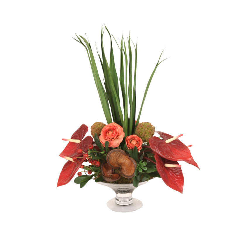 Centre de table Anthurium, Roses and Ranunculus