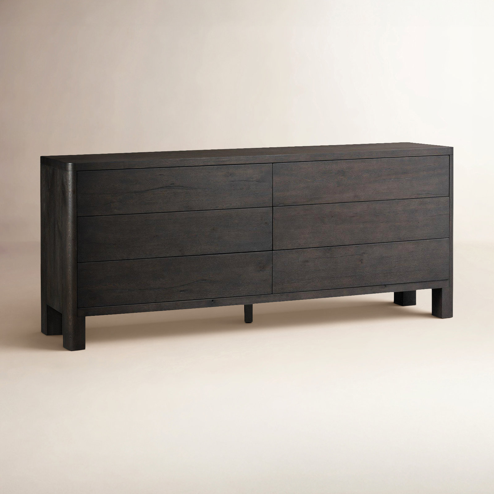 Talullah Noeline 6 Drawer Dresser, Smoked Black Oak
