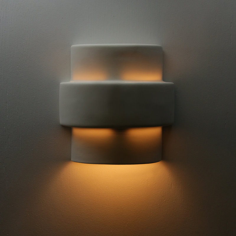 Ameilya Ceramic Flush Mounted Sconce, Paintable Bisque
