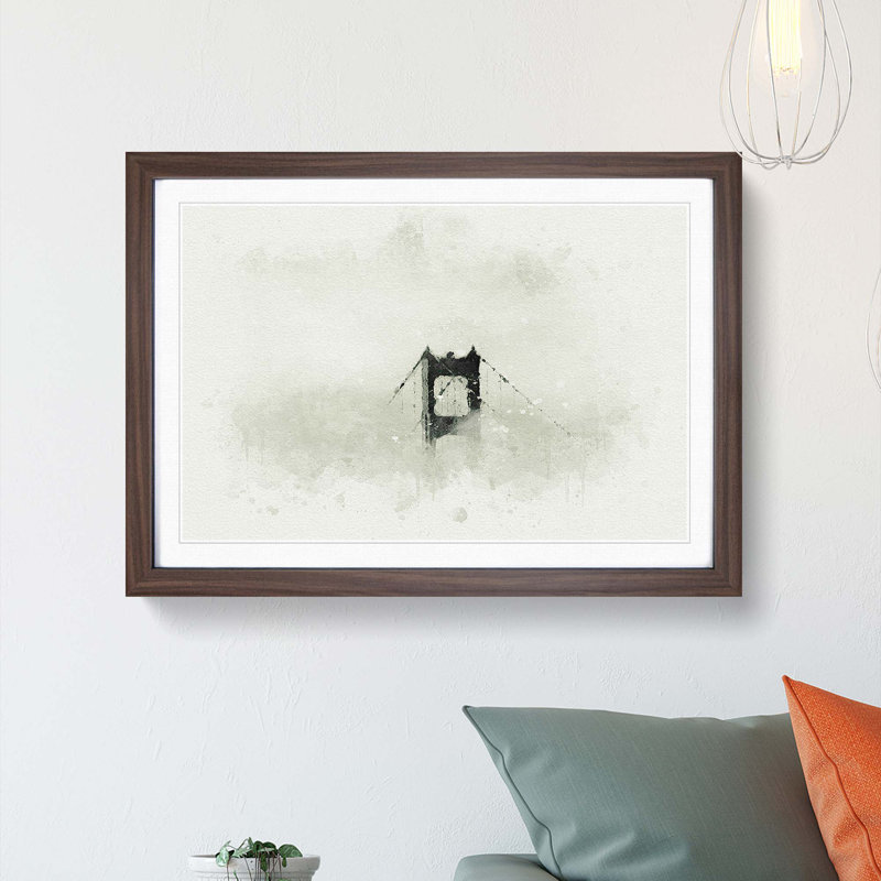 Top of the Golden Gate Bridge in Abstract - Framed Print, Walnut, 60cm H x 91cm W x 2cm D