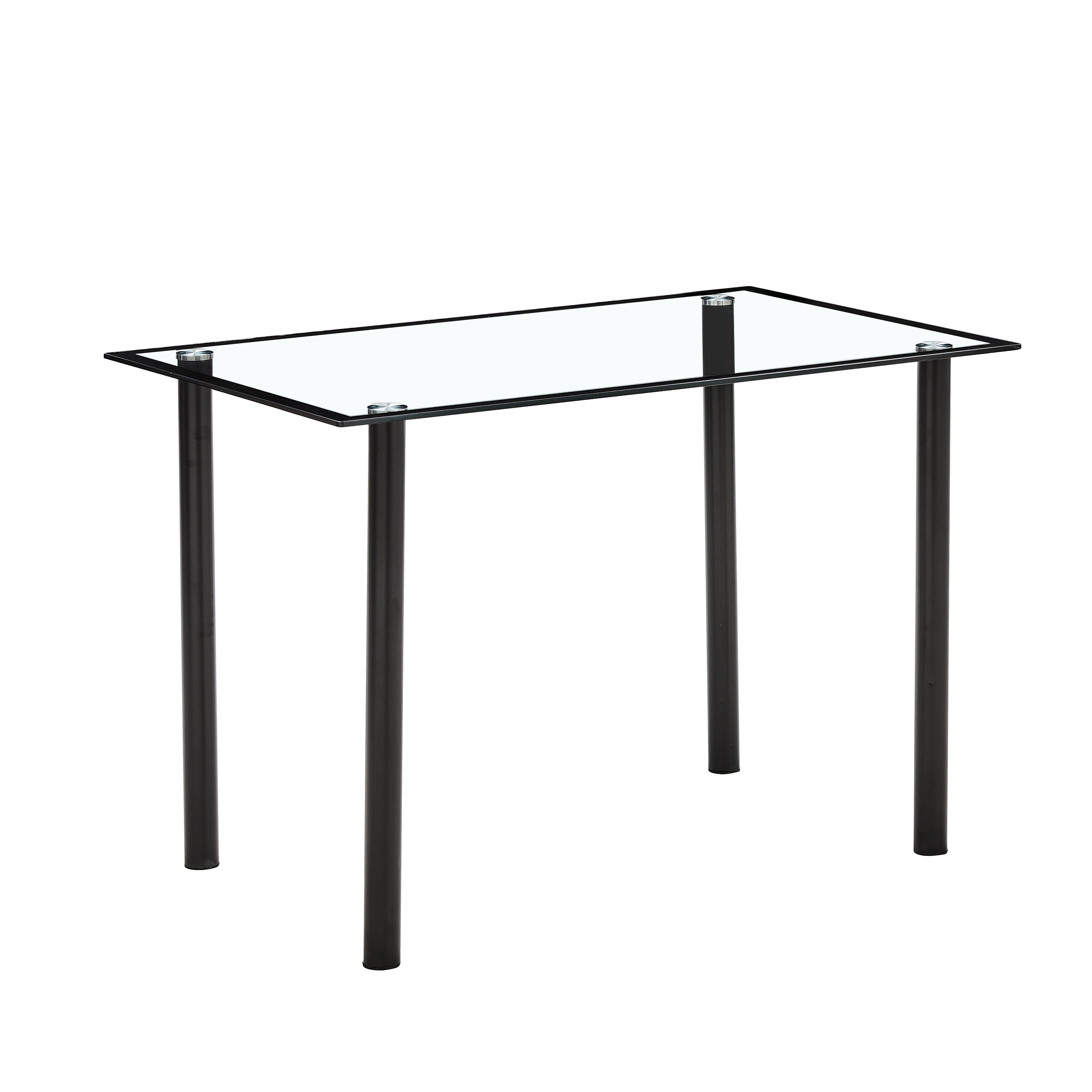 Latitude Run® Tempered Glass Top Rectangular Dining Table In Chrome ...