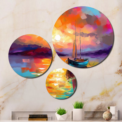 Ensemble de 3 décorations murales colorées Harbour Serenity III