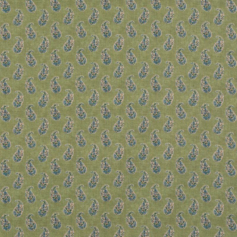 Caspian Patola Paisley Performance Fabric, Emerald