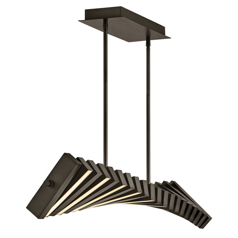 1 - Light Kitchen Island Rectangle Chandelier, Painted Black Oxide