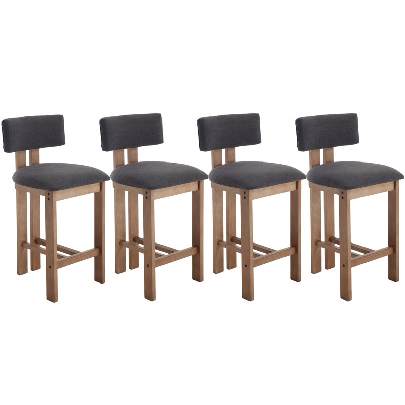Tabouret rembourré avec structure en bois massif, Gris anthracite