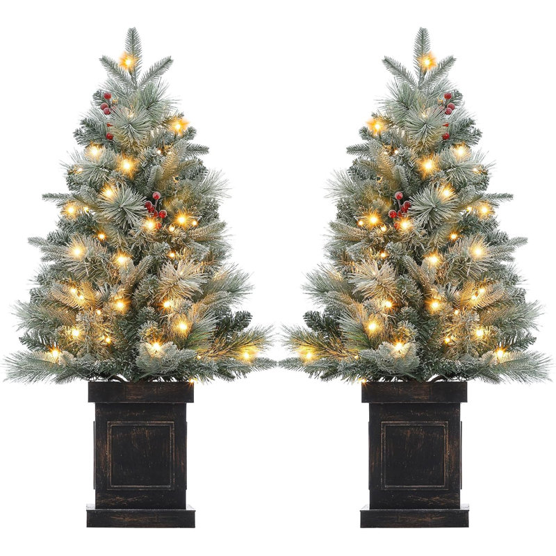 Arbre de Noël artificiel enneigé 2 pièces 3 pi 3 pi avec 8 modes chaud