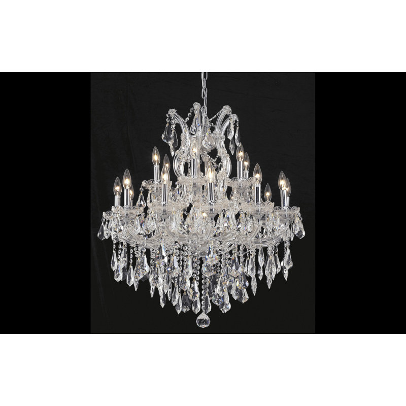 Lustree empire de style bougie 16 lumières avec accents en cristal Trautman, Argent, Transparent