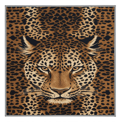 Washable Indian Leopard Big Cats Area Rug
