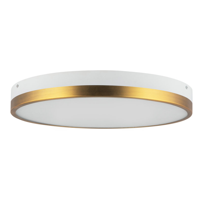 Plafonnier encastré 1 lumière Orland, Or vieilli / blanc, H 2 po x l 15 po x P 15 po