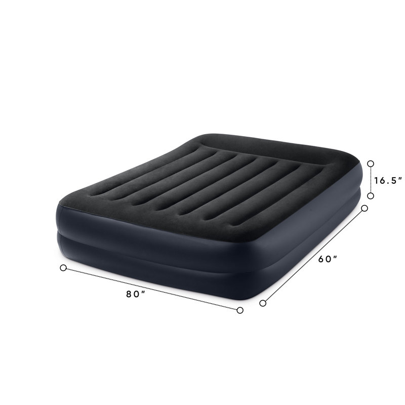 Queen Black Raised Air Mattress with Built-In Pump