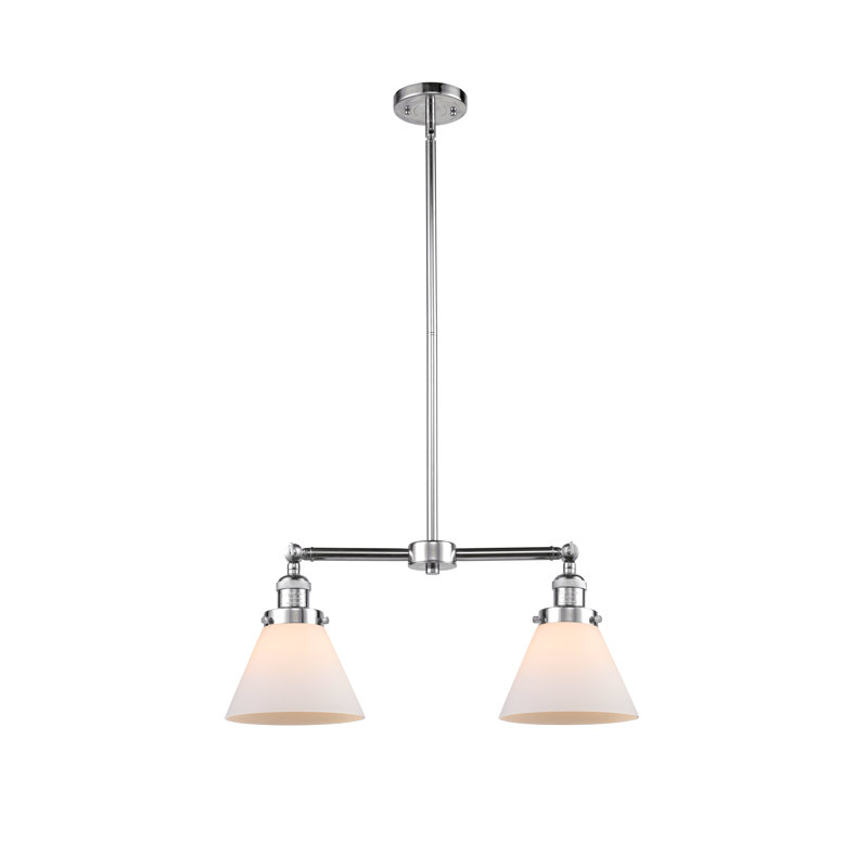 Callahan 2 - Light Kitchen Island Pendant, 6 Watt Vinage LED Bulb, Matte White Cased, Polished Chrome