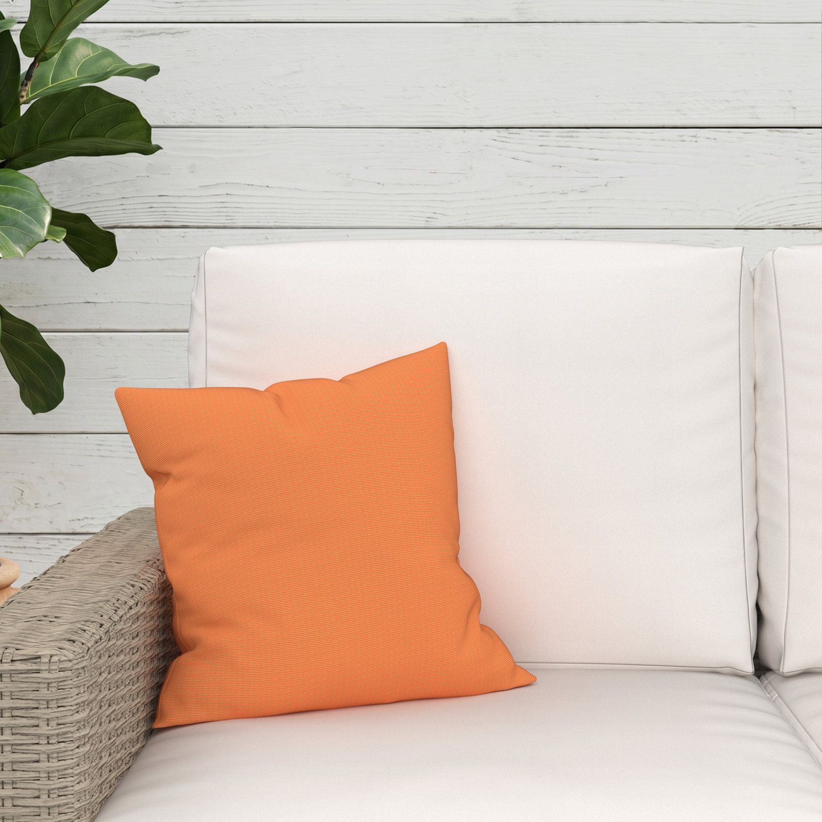 Indoor/Outdoor Throw Pillow, Square 16", Canvas Tangerine Sunbrella® Canvas