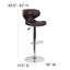 Tabouret de bar contemporain confortable en vinyle à hauteur réglable et dossier mi-haut avec base chromée Claudine-16397134