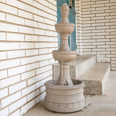 Cyprus Traditional Polyresin 3-Tier Outdoor Water Fountain - Gray