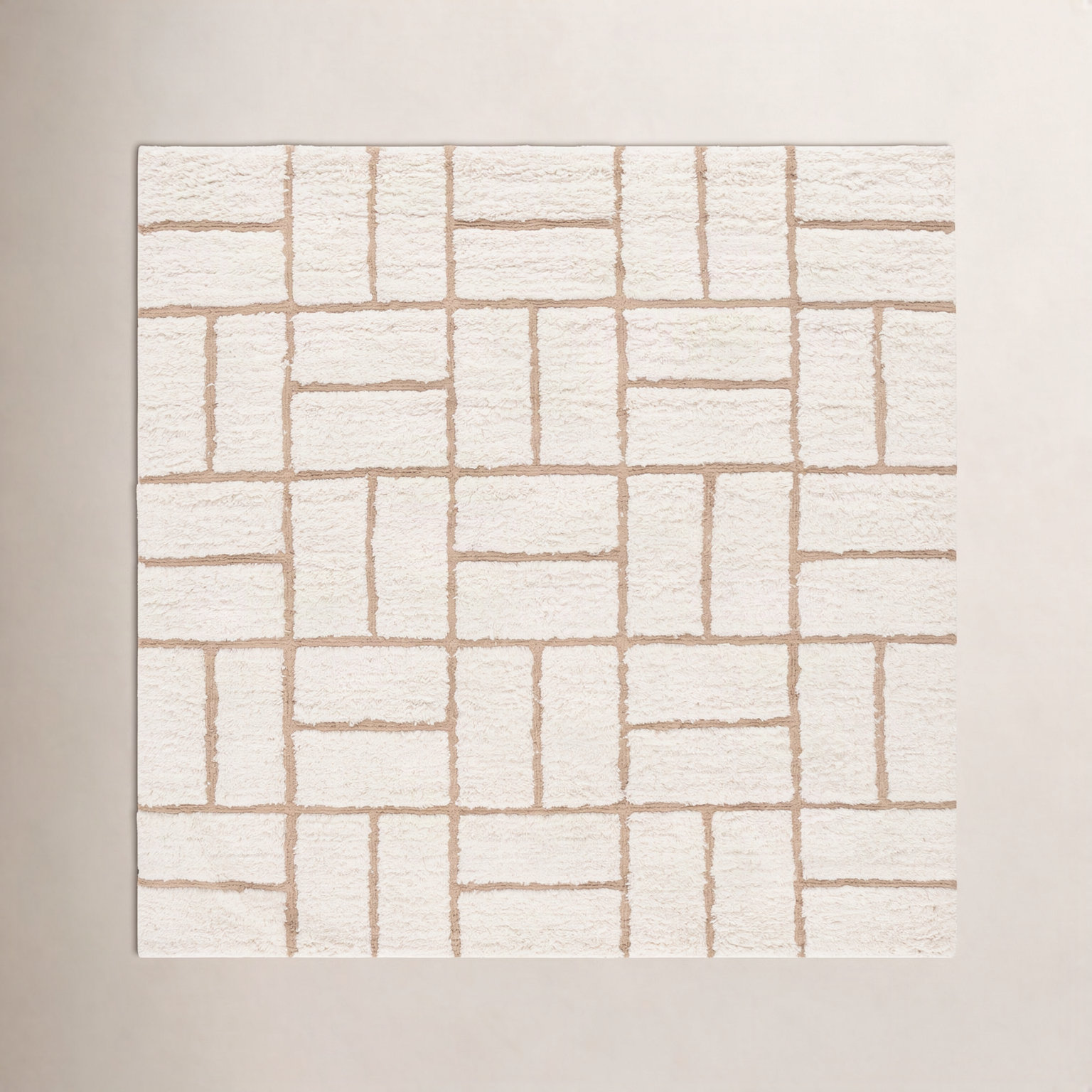 Volla Hand-Woven Striped Wool Rug, Square 6'