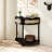 Unique Half Moon Design End Table With Sliding Rattan Door,Elegant Semicircle Entryway Console Table With 2 Rattan Storage Cabinet And Bottom Shelf For Living Room, Bedroom, Study, Hallway(Black)-1617027485