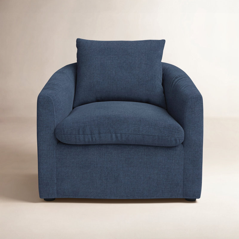 Fauteuil demi-tonneau pivotant rembourré Menta, Flannigan minuit